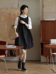 봉주 베이직 푹신한 구름 민소매 서스펜더 미니 원피드 드레스 화이트 블랙 캐주얼룩 여친룩 데이트룩 여행룩 촬영룩 편한룩 출근룩