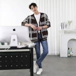 세미 오버핏 3선 체크 가디건