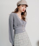 petite様❤️⭐️A1038⭐️ LIP ♥ポイントボタンボリュームショートカーデ-