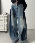 CANVAS+（キャンバスプラス）の「【CANVAS+】ペイントダメージバレルーズデニムパンツ（デニムパンツ）」 - WEAR