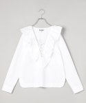GANNI（ガニー）の「GANNI/ガニー COTTON POPLIN RUFFLE V-NECK / F8701_151 / F9059_099 / コットンポプリンラッフルVネックブラウス... 