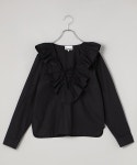 GANNI（ガニー）の「GANNI/ガニー COTTON POPLIN RUFFLE V-NECK / F8701_151 / F9059_099 / コットンポプリンラッフルVネックブラウス... 