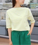 ボーダー BOATNECK DROP SHOULDER HALFSLEEVE BORDER OR-C0065 BFJ（Tシャツ/カットソー）」 - WEAR
