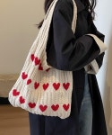 LA VORAGINE（ラ ヴォラジネ）の「ハート柄ニットトートバッグ エコバッグ/サブバッグ（トートバッグ）」 - WEAR