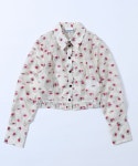 GANNI（ガニー）の「GANNI/ガニ― Organza Jacquard shirts / F8884 / オーガンザジャカードシャツ / クロップシアーシャツ... 