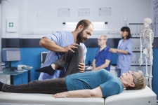 chiropractic, 정골 의학, 직업적인, 스트레칭, 바지, 팔꿈치, 손목, 위로, 요법, 잘 알고 있기, 발목, 복부, 병원, 체력, Health... 