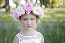 Free Images : person, plant, girl, woman, flower, cute, summer, spring, child, clothing, pink, bride, headband, dress, toddler... 