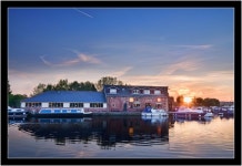 Free Images : sea, water, sky, sunrise, sunset, boat, warm, morning, wet, dawn, canal, cityscape, panorama, vacation, social, bar... 