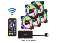 Aigo DR12 120mm Cooler Fan Double Aura RGB PC Fan Cooling Fan for Computer Silent Gaming Case with IR Remote Controller am3 am4... 