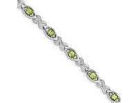 925 Sterling Silver Rhodium-plated Diamond and Peridot Bracelet - Newegg.com