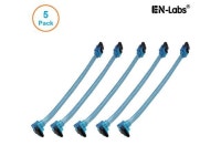EnLabs 5PKSATAIII25CMBL90 5 Pack SATA 3.0 6Gbps Straight to 90 Degree Angle HDD SDD Data Cable w/ Locking Latch - UV Blue - 10... 
