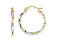 14k Two Tone Hollow Hinged post Gold Polished 2mm Twisted Hoop Earrings Measures 22x22mm Jewelry Gifts for Women - Newegg.com