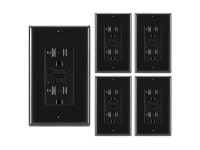 ca [5 Pack] BESTTEN 20 Amp Black GFCI Receptacle Outlet, Tamper-Resistant Ground Fault Circuit Interrupter with LED... 