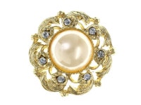 Gold-Tone & White Colored Metal Brooch-Pin With Bead Accents #LQP1505 - Newegg.com Gold-Tone & White Colored Metal Brooch-Pin... 