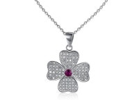 Doonau Four Leaf Clovers Sterling Silver Pendant Necklace - Newegg.com