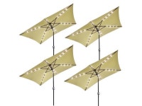 GHP 4-Pcs 10x6.5 6-Ribs Beige Aluminum Crank Tilt Umbrella with 20 Solar LED Lights - Newegg.com GHP 4-Pcs 10'x6.5' 6... 