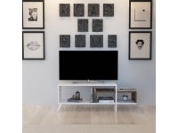 com Decorotika Cliff 47'' Wide Modern TV Stand and Media Console with Open Shelves - White and Walnut - Newegg.com