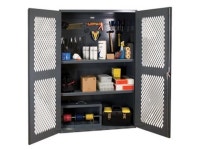 Durham EMDC-482472-PB-2S-95 14 Gauge Heavy Duty Storage Cabinet with Steel Pegboard & 2 Adjustable Shelves, Gray - 72 x 48 x 24... 