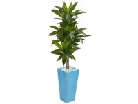Nearly Natural 6477 5 ft. Dracaena Artificial Plant in Turquoise Tower Vase - Newegg.ca