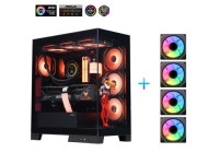 Sama Neview 2351 Black Dual USB3.0 and Type C Tempered Glass ATX Mid Tower Gaming Computer Case w/ 4 x 120mm ARGB Fans (3 x MB... 