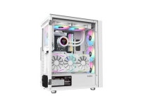 SAMA 3509 White Tempered Glass Open Door Gaming ATX Computer PC Case Mid Tower Black with 4 Addressable RGB Fans Pre-installed... 