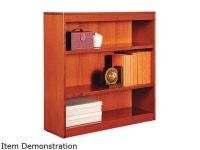 Alera BCS33636MC Square Corner Wood Veneer Bookcase, 3-Shelf, 35-3/8 x 11-3/4 x 36, Medium Cherry - Newegg.com