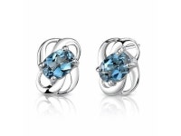 2.00 Ct.T.W. Genuine Oval Shape London Blue Topaz in Pure Sterling Silver Earrings - Newegg.com