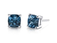 14 kt White Gold Cushion Cut 2.25 ct London Blue Topaz Earrings - Newegg.com
