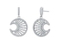 Sterling Silver Cubic Zirconia Crescent Moon Dangle Drop Earrings - Newegg.com