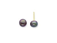 Genuine 14K Yellow Gold 7-7.5mm Black Freshwater Cultured Button Pearl Stud Earrings 100% Satisfaction Guaranteed. - Newegg.com... 