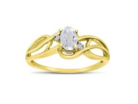 14k Yellow Gold Oval White Topaz And Diamond Curve Ring (Size 5.5) - Newegg.com