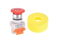 22mm Mounting Latching Emergency Stop Push Button Switch with 65mm Yellow Protective Circle 1NC - Newegg.com