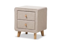 Baxton Studio Jonesy Mid-Century Beige Linen Upholstered 2-Drawer Nightstand - Newegg.com