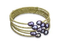 5 Rows 7-8mm Black Color Cultured Freshwater Pearl 7 Gold Accent Bangle Bracelet. - Newegg.com 5 Rows 7-8mm Black Color Cultured... 