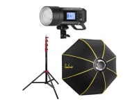 Flashpoint XPLOR 400 Pro Compact TTL R2 Monolight, Bundle with Glow ParaSnap 44 Octa Softbox, 9.5 Air Cushioned Light Stand... 