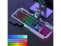 Professional Gaming Keyboard Rainbow LED Backlit with Phone Holder Removable Hand Rest Mechanical Feel 104 Keys Waterproof for PC... 