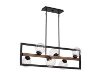 VAXCEL H0257 Bridgeview 38-in Bronze and Wood Industrial 6 Light Island Pendant - Newegg.com