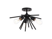 VAXCEL C0249 Estelle 17-in Matte Black Mid Century Modern 3 Light Sputnik Flush - Newegg.com