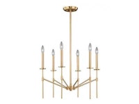 VAXCEL H0178 Kedzie 6 Light 2 Tier Brass Mid-Century Modern Chandelier - Newegg.com