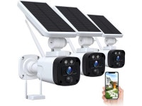 Wireless Security Camera System Solar Outdoor, 2K Solar Security Camera System Include Base Station and 3 WiFi Cameras, PIR... 