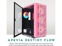 Apevia Destiny-Flow-PK Destiny Flow Mid Tower Gaming PC Case w/ 4X 120mm ARGB Fans, 366 RGB Light Modes, 1x Metal Flow Front... 