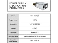 D16-180P2A 180W Power Supply Compatible with HP Prodesk 680 800 G3 SFF 480 600 G4 SFF 280 285 Pro G3 MT P/N: L08261-002 901762... 