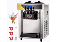 Commercial Ice Cream Maker, 22-30L/H Yield, 2200W Countertop Soft Serve Machine with 2x6L Hopper 2L Cylinder LCD Panel Puffing... 
