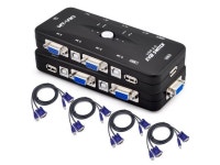 iKKEGOL USB 2.0 4-Port Monitor VGA SVGA KVM Switch Box + 4 KVM Cables for PC Keyboard Mouse - Black - Newegg.com