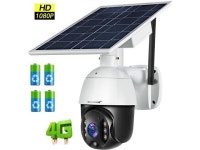 4G Outdoor PTZ Security Camera with Solar Panel 1080P Waterproof Wireless IP Dome Cam Pan/Title Camera Night Vision PIR Motion... 