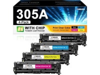 305A Toner Cartridges 4 Pack (with Chip) Black, Cyan, Magenta, Yellow Replacement 305A Toner Works with Laserj Pro 300 M351, Pro... 