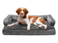 FurHaven Pet Dog Bed | Cooling Gel Memory Foam Orthopedic Plush & Velvet Comfy Couch Sofa-Style Pet Bed for Dogs & Cats, Dark... 