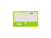 JAM Paper Laminated Two-Pocket Glossy Presentation Folders Lime Green 385GLID - Newegg.com