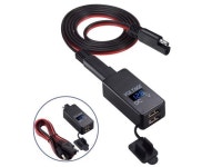 YonHan SAE To USB Adapter with Voltmeter, Motorcycle Quick Disconnect Plug with Waterproof Dual USB Charger 2.1A & 2.1A for Smart... 
