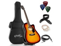 Ashthorpe Full-Size Cutaway Thinline Acoustic-Electric Guitar Package - Premium Tonewoods - Sunburst - Newegg.com